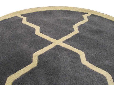 Modern-Contemporary Beige Round Hand Tufted 40 X 40 Area Rug 834-131928 Image 2