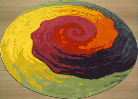 Modern-Contemporary Multicolor Round Hand Tufted 60 X 60 Area Rug 834-131935 Image 1
