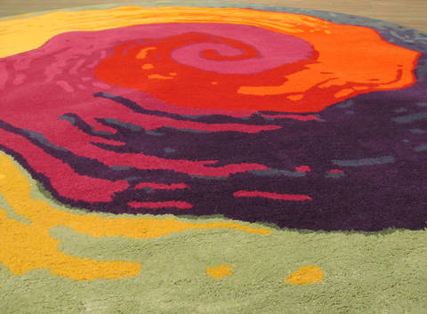 Modern-Contemporary Multicolor Round Hand Tufted 60 X 60 Area Rug 834-131935 Image 2