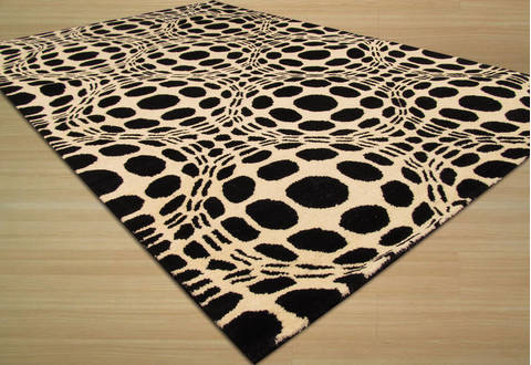 Modern-Contemporary Black Hand Tufted 79 X 99 Area Rug 834-131941 Image 1