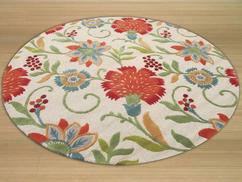Beige Round Hand Tufted 79 X 79 Area Rug 834-131958 Image 3