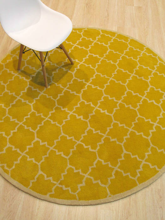 Moroccan Yellow Round Hand Tufted 60 X 60 Area Rug 834-131972 Image 3