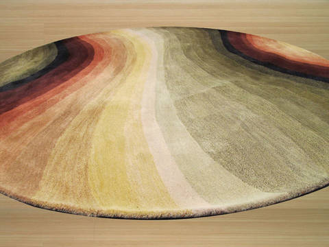 Modern-Contemporary Multicolor Round Hand Tufted 79 X 79 Area Rug 834-132114 Image 1