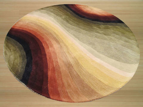 Modern-Contemporary Multicolor Round Hand Tufted 79 X 79 Area Rug 834-132114 Image 2