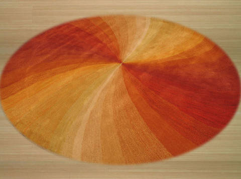 Modern-Contemporary Orange Round Hand Tufted 40 X 40 Area Rug 834-132140 Image 1