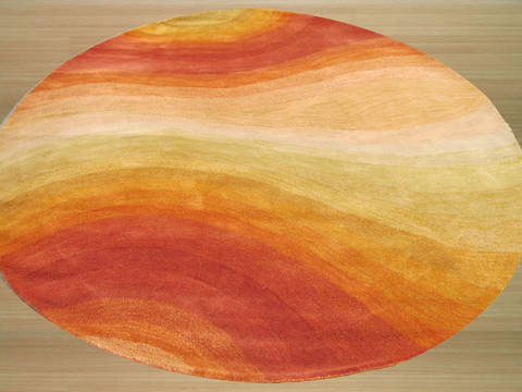 Modern-Contemporary Orange Round Hand Tufted 79 X 79 Area Rug 834-132180 Image 1