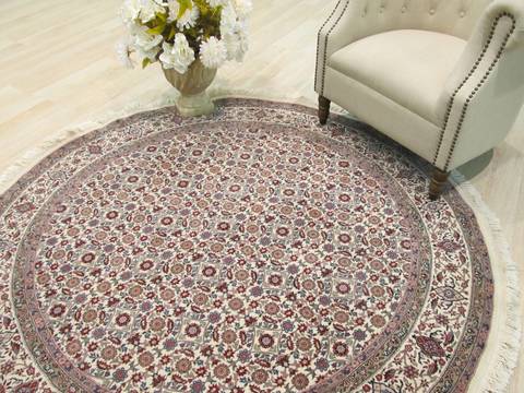 Tabriz Red Round Hand Knotted 60 X 60 Area Rug 834-132225 Image 1