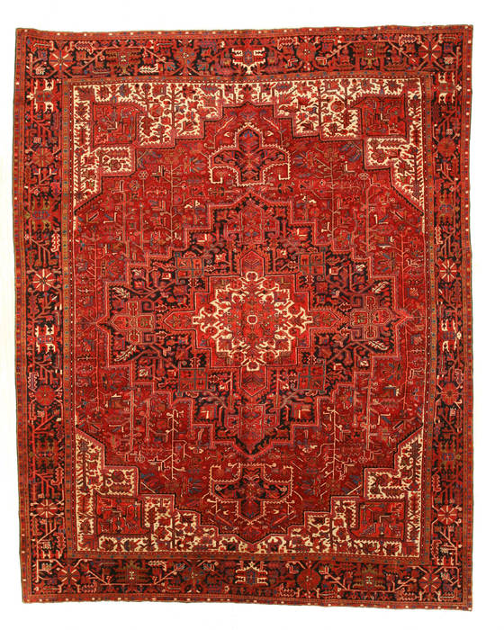 Heriz Red Hand Knotted 102 X 129 Area Rug 834-132242 Image 0