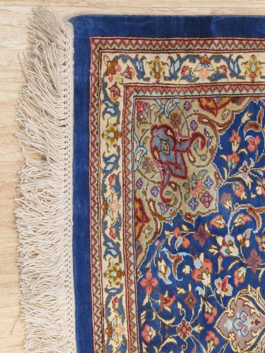 Qum Blue Hand Knotted 110 X 25  Area Rug 834-132404 Image 1