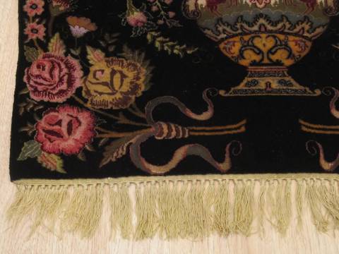 Tabriz Black Hand Knotted 24 X 32 Area Rug 834-132406 Image 1