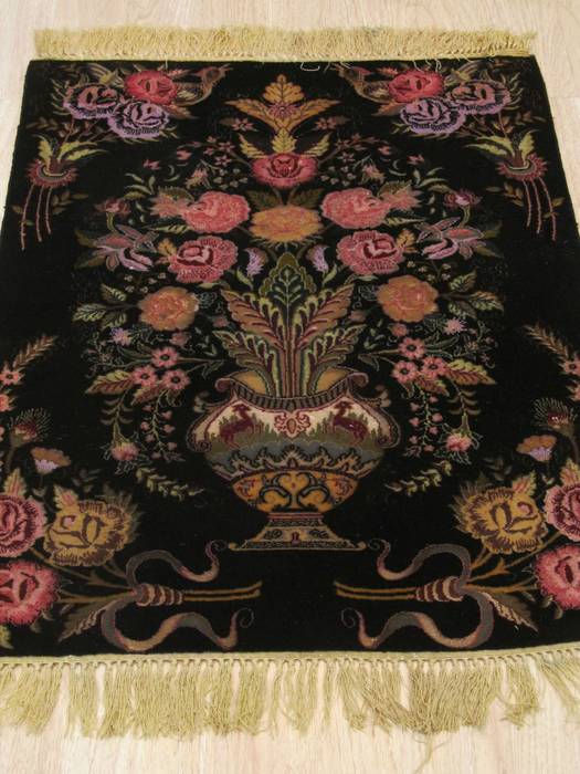 Tabriz Black Hand Knotted 24 X 32 Area Rug 834-132406 Image 3