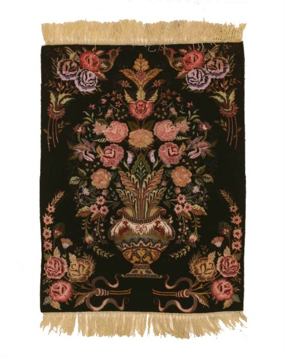 Tabriz Black Hand Knotted 24 X 32 Area Rug 834-132406 Image 0