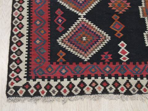 Kilim Black Runner Hand Knotted 47 X 100 Area Rug 834-132475 Image 1
