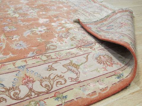Tabriz Orange Hand Knotted 51 X 68 Area Rug 834-132496 Image 2
