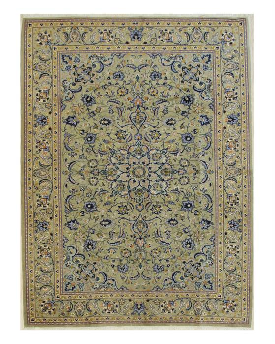 Kashan Green Hand Knotted 76 X 102 Area Rug 834-132510 Image 0