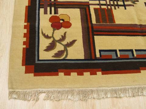 Beige Square Hand Knotted 66 X 73 Area Rug 834-132517 Image 1