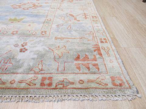 Oushak Blue Hand Knotted 91 X 119 Area Rug 834-132562 Image 1