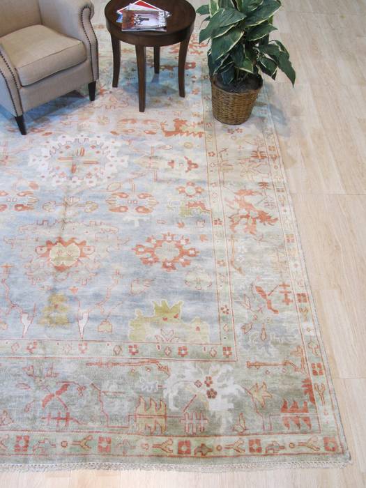 Oushak Blue Hand Knotted 91 X 119 Area Rug 834-132562 Image 3
