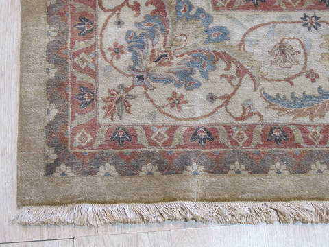 Agra Beige Hand Knotted 120 X 180 Area Rug 834-132578 Image 1