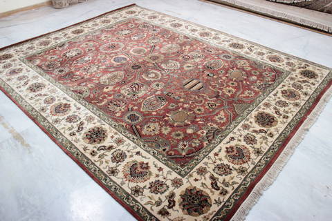 Jaipur Red Hand Knotted 81 X 102 Area Rug 905-132581 Image 2
