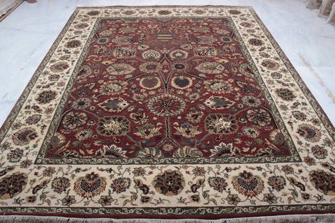 Jaipur Red Hand Knotted 81 X 102 Area Rug 905-132581 Image 3