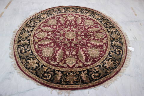 Jaipur Red Round Hand Knotted 60 X 60 Area Rug 905-132582 Image 1
