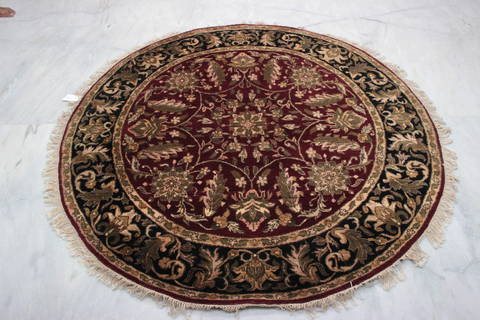 Jaipur Red Round Hand Knotted 60 X 60 Area Rug 905-132582 Image 2