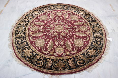 Jaipur Red Round Hand Knotted 60 X 60 Area Rug 905-132582 Image 4
