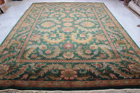Jaipur Green Hand Knotted 91 X 121 Area Rug 905-132586 Image 1