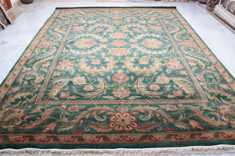 Jaipur Green Hand Knotted 93 X 1111 Area Rug 905-132588 Image 1