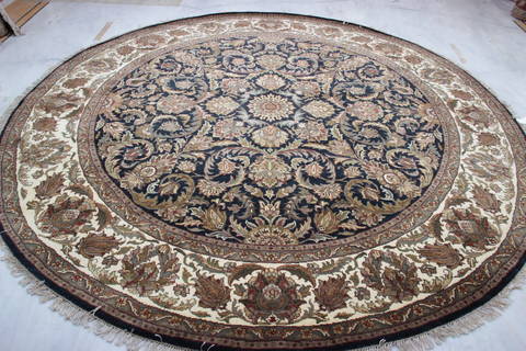 Jaipur Black Round Hand Knotted 910 X 910 Area Rug 905-132589 Image 1