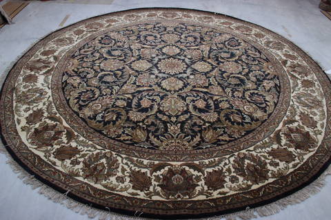Jaipur Black Round Hand Knotted 910 X 910 Area Rug 905-132589 Image 3