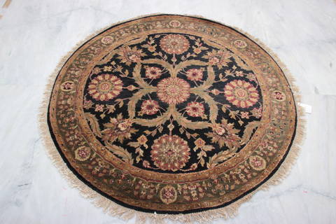 Jaipur Black Round Hand Knotted 411 X 411 Area Rug 905-132595 Image 1