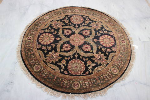Jaipur Black Round Hand Knotted 411 X 411 Area Rug 905-132595 Image 4