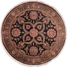 Jaipur Black Round Hand Knotted 4'11" X 4'11"  Area Rug 905-132595