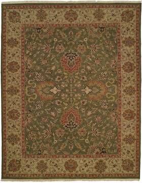Kalaty SOUMAK Green Rectangle 6x9 ft Wool Carpet 134158
