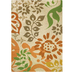 Jellybean Patterns and Stripes Beige Rectangle 5x7 ft Polypropylene Carpet 135415