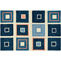 Jellybean Pattern Blue Rectangle 2x3 ft Polypropylene Carpet 135428