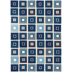 Jellybean Pattern Blue Rectangle 5x7 ft Polypropylene Carpet 135430