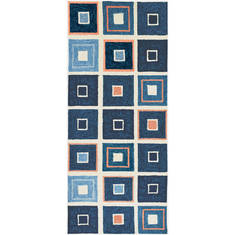 Jellybean Pattern Blue Runner 6 ft and Smaller Polypropylene Carpet 135432