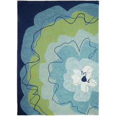 Jellybean Floral Blue Rectangle 3x5 ft Polypropylene Carpet 135463