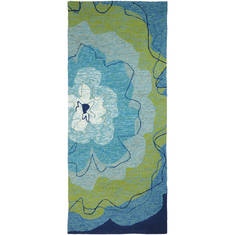 Jellybean Floral Blue Rectangle 2x4 ft Polypropylene Carpet 135466