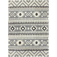 Jellybean Patterns and Stripes Grey Rectangle 3x5 ft Polypropylene Carpet 135512