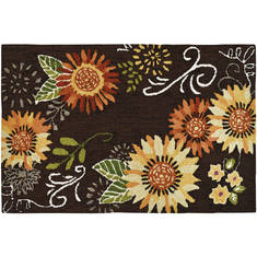 Jellybean Floral Brown Rectangle 2x3 ft Polyester Carpet 135594
