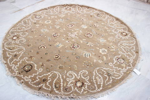 Jaipur Brown Round Hand Knotted 70 X 71 Area Rug 905-135646 Image 1