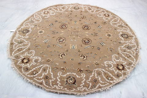 Jaipur Brown Round Hand Knotted 70 X 71 Area Rug 905-135646 Image 2