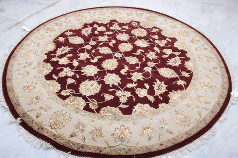 Jaipur Red Round Hand Knotted 71 X 72 Area Rug 905-135649 Image 1