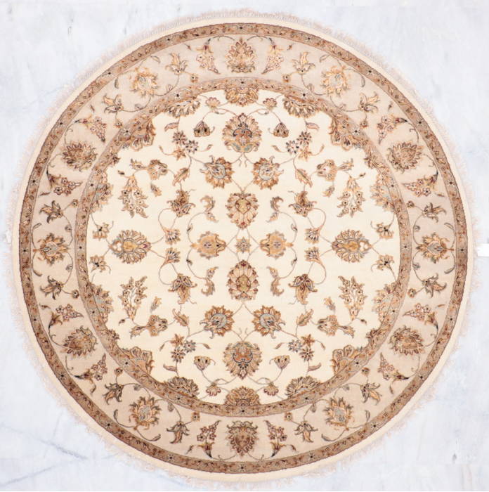 Jaipur White Round Hand Knotted 70 X 70 Area Rug 905-135653 Image 1