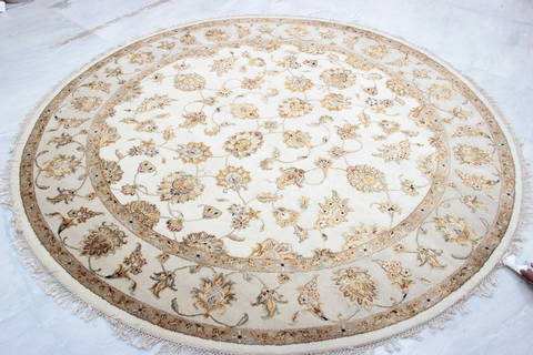 Jaipur White Round Hand Knotted 70 X 70 Area Rug 905-135653 Image 2