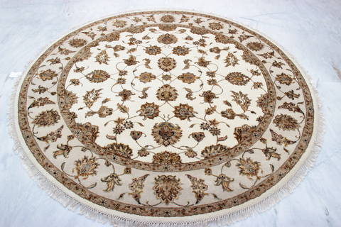 Jaipur White Round Hand Knotted 70 X 70 Area Rug 905-135653 Image 3